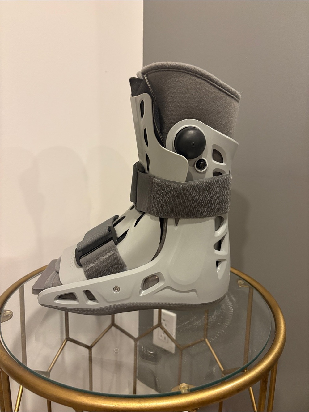 Gray Medical Walking Boot with Adjustable Straps